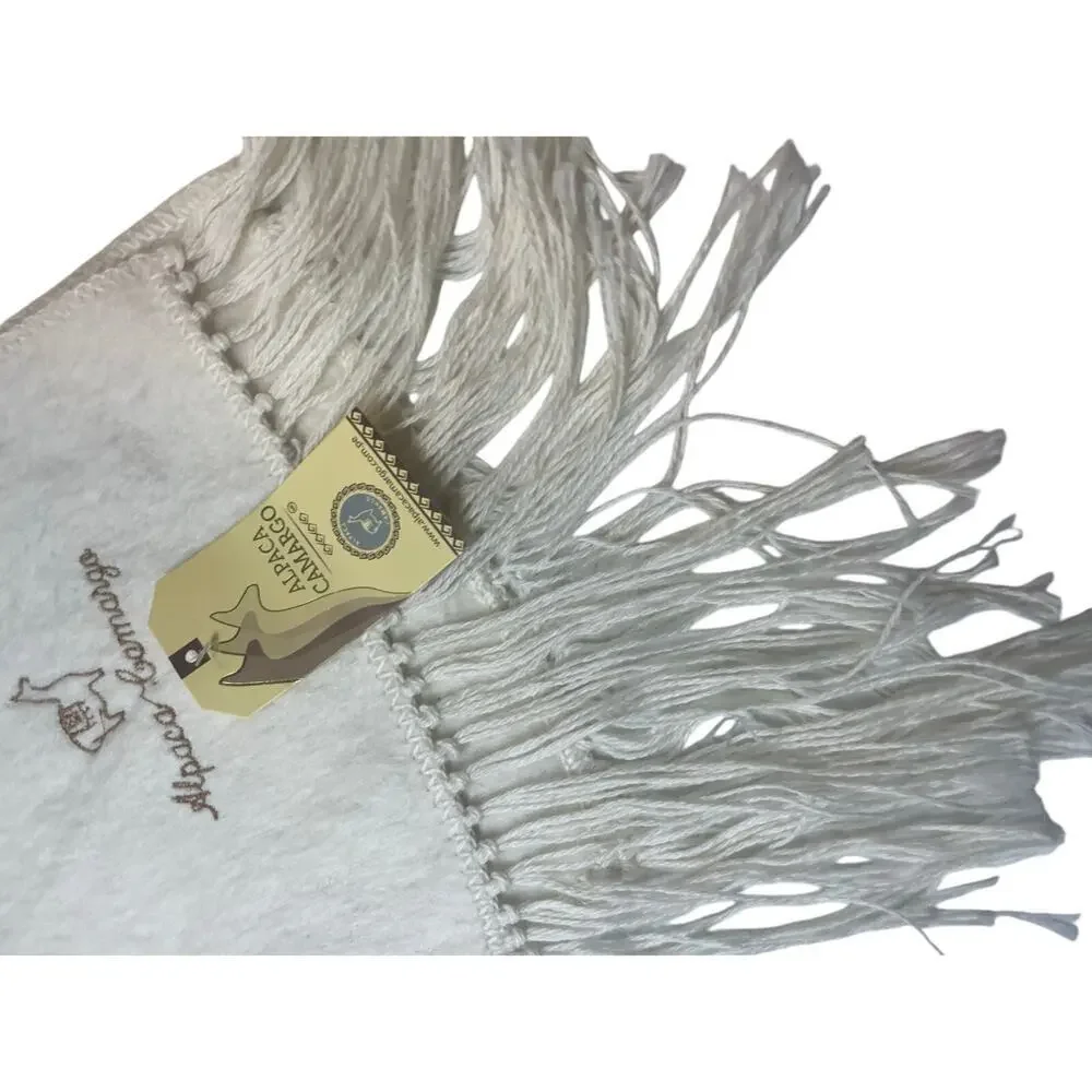 ALPACA CAMARGO PERUVIAN SCARF WINTER 100%ALPACA‎ IVORY COZY SOFT SOPHISTICATED